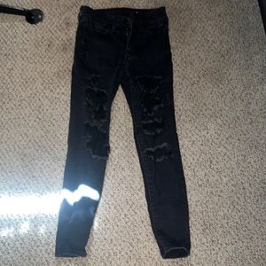 American Eagle black stretchy ripped jeans Size 00
